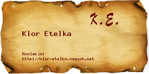 Klor Etelka névjegykártya